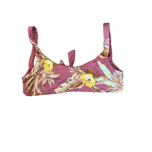 EVERY DAY SUNDAY Dusty Rose Tropical Floral Print Tie Back Swim Top M